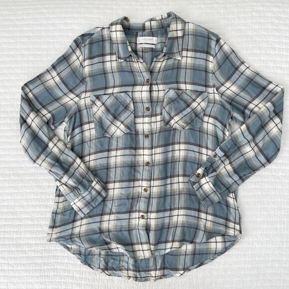 Lucky Brand Tops - Lucky Brand Women's Classic Fit Long Sleeve Button Down Shirt Blue Plaid Size M